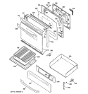 DOOR & DRAWER PARTS Diagram and Parts List for JGBP28SEJ1SS  General Electric Range