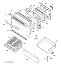 DOOR & DRAWER PARTS Diagram and Parts List for JGBP36WEJ1WW  General Electric Range