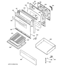 DOOR & DRAWER PARTS Diagram and Parts List for JGBP28TEH2WW  General Electric Range
