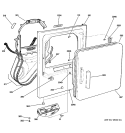 FRONT PANEL & DOOR Diagram and Parts List for DCCB330GD2WC  General Electric Dryer