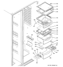 FRESH FOOD SHELVES Diagram and Parts List for PSK27MHRBCCC  General Electric Refrigerator