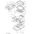 FRESH FOOD SHELVES Diagram and Parts List for PTS25LBMBRCC  General Electric Refrigerator