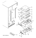 FRESH FOOD SHELVES Diagram and Parts List for RSG25KEPHFWW  General Electric Refrigerator