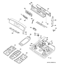 CONTROL PANEL & COOKTOP Diagram and Parts List for JGB908SEK1SS  General Electric Range