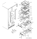 FRESH FOOD SHELVES Diagram and Parts List for ESL22XGREBS  General Electric Refrigerator