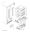 FRESH FOOD SHELVES Diagram and Parts List for RSG20IDPHFWW  General Electric Refrigerator