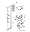 FRESH FOOD SHELVES Diagram and Parts List for GSS25YBRAWW  General Electric Refrigerator