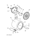 DRUM Diagram and Parts List for DQSR483GE1WW  General Electric Dryer