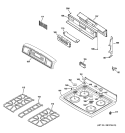 CONTROL PANEL & COOKTOP Diagram and Parts List for JGB915BEF1BB  General Electric Range