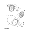 DRUM Diagram and Parts List for DISR473CW4WW  General Electric Dryer