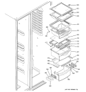 FRESH FOOD SHELVES Diagram and Parts List for PSS23MSSASS  General Electric Refrigerator