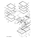 FRESH FOOD SHELVES Diagram and Parts List for GTS22WCPARBB  General Electric Refrigerator