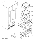 FRESH FOOD SHELVES Diagram and Parts List for GSG25IEPHFWW  General Electric Refrigerator