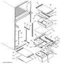 FRESH FOOD SHELVES Diagram and Parts List for DTS18ZBRDRWW  General Electric Refrigerator