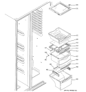 FRESH FOOD SHELVES Diagram and Parts List for GSL25KGSBBS  General Electric Refrigerator