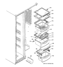 FRESH FOOD SHELVES Diagram and Parts List for PSS26LSRDSS  General Electric Refrigerator