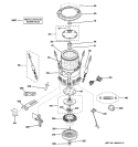 DRUM, SUSPENSION & DRIVE COMPONENTS Diagram and Parts List for WPGT9360E0WW  General Electric Washer