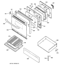 DOOR & DRAWER PARTS Diagram and Parts List for JGBP35GXH2WW  General Electric Range