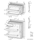 DOORS Diagram and Parts List for HTS17GBSARWW  Hotpoint Refrigerator