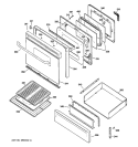 DOOR & DRAWER PARTS Diagram and Parts List for JGBP83WEJ2WW  General Electric Range