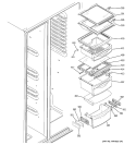 FRESH FOOD SHELVES Diagram and Parts List for PSC25MGSBBB  General Electric Refrigerator