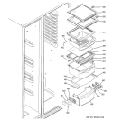 FRESH FOOD SHELVES Diagram and Parts List for PSC25MSSBSS  General Electric Refrigerator