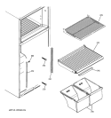 FRESH FOOD SHELVES Diagram and Parts List for HTS18BCPLLWW  Hotpoint Refrigerator