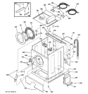 CABINET, DOOR & TOP Diagram and Parts List for WCCH404F1WW  General Electric Washer