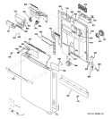 ESCUTCHEON & DOOR ASSEMBLY Diagram and Parts List for PDW9900L00BB  General Electric Dishwasher
