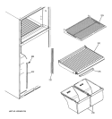 FRESH FOOD SHELVES Diagram and Parts List for HTS18BCPNRWW  Hotpoint Refrigerator