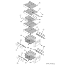 FREEZER SHELVES Diagram and Parts List for ZIS360NRH  General Electric Refrigerator