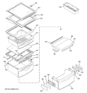 FRESH FOOD SHELVES Diagram and Parts List for PSK25MGSBCCC  General Electric Refrigerator
