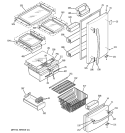 DOORS & SHELVES Diagram and Parts List for GBS22HBRABB  General Electric Refrigerator