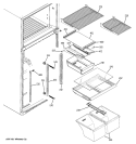 FRESH FOOD SHELVES Diagram and Parts List for GTS18DCPPLBB  General Electric Refrigerator
