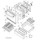 DOOR & DRAWER PARTS Diagram and Parts List for JGBP85BEB3BB  General Electric Range