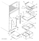 FRESH FOOD SHELVES Diagram and Parts List for DTS18ICRLRBB  General Electric Refrigerator