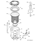 TUB, BASKET & AGITATOR Diagram and Parts List for WNCK2050D1WW  General Electric Washer