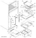 FRESH FOOD SHELVES Diagram and Parts List for DTS18ICRJRBB  General Electric Refrigerator