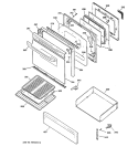 DOOR & DRAWER PARTS Diagram and Parts List for JGBP28WEK3WW  General Electric Range