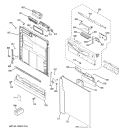 ESCUTCHEON & DOOR ASSEMBLY Diagram and Parts List for GLD4100L00CC  General Electric Dishwasher