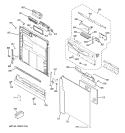 ESCUTCHEON & DOOR ASSEMBLY Diagram and Parts List for GLD5800L00CC  General Electric Dishwasher