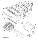 DOOR & DRAWER PARTS Diagram and Parts List for JGBP36WEJ3WW  General Electric Range