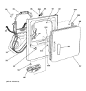 FRONT PANEL & DOOR Diagram and Parts List for DHDSR46GE2WW  General Electric Dryer