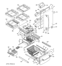 DOORS & SHELVES Diagram and Parts List for GDS20KBSBBB  General Electric Refrigerator