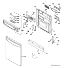 ESCUTCHEON & DOOR ASSEMBLY Diagram and Parts List for PDW8200J03WW  General Electric Dishwasher