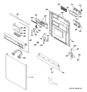 ESCUTCHEON & DOOR ASSEMBLY Diagram and Parts List for PDW8500J03CC  General Electric Dishwasher