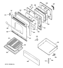 DOOR & DRAWER PARTS Diagram and Parts List for JGBP34WEL1WW  General Electric Range