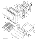 DOOR & DRAWER PARTS Diagram and Parts List for JGBP34SEL1SS  General Electric Range
