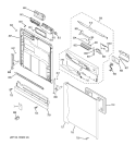 ESCUTCHEON & DOOR ASSEMBLY Diagram and Parts List for EDW6000L15CC  General Electric Dishwasher