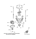 SUSPENSION, PUMP & DRIVE COMPONENTS Diagram and Parts List for WISR106DTBWW  General Electric Washer